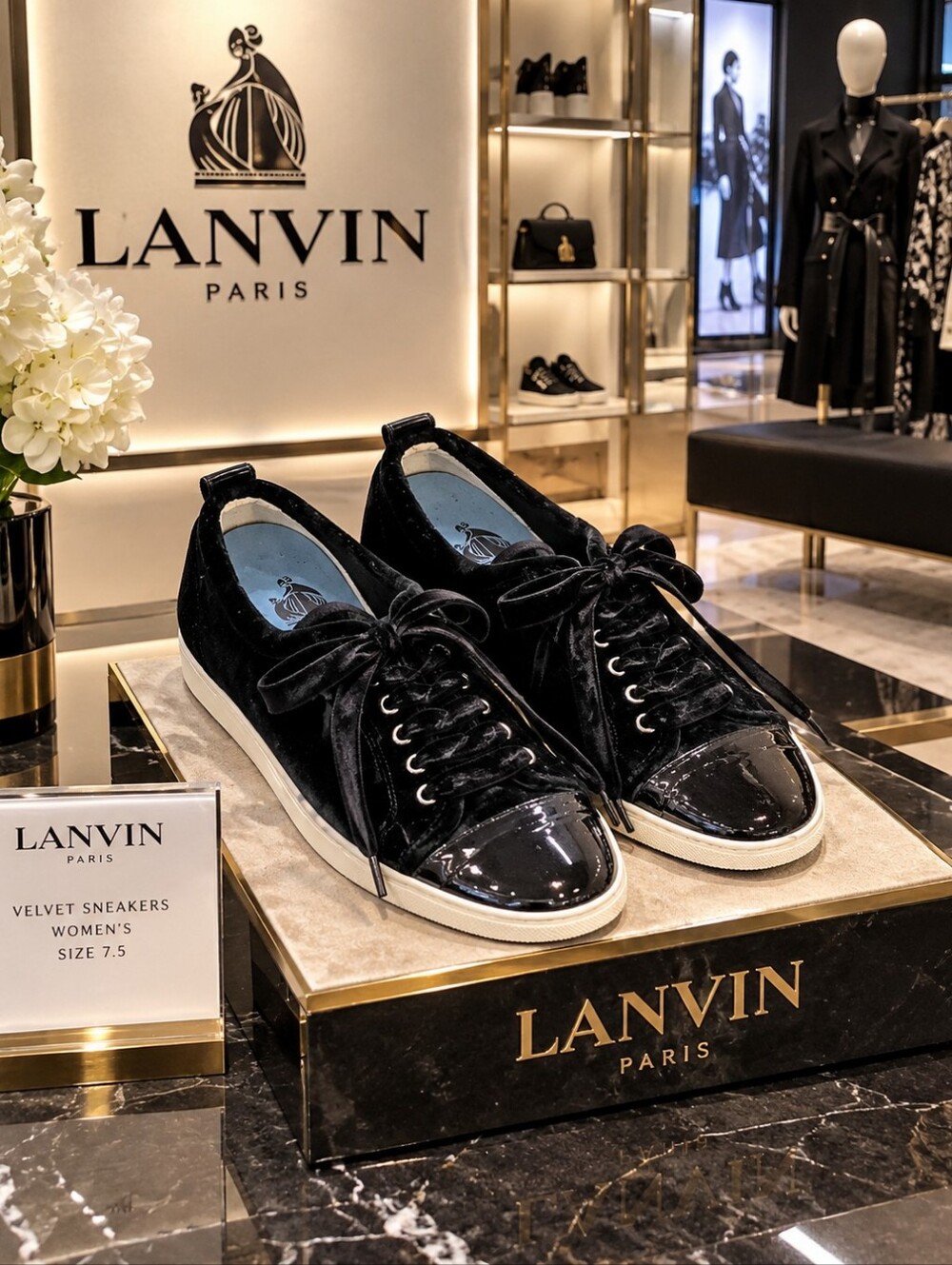 Lanvin Velvet Leather Sneakers 7.5
